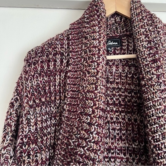 Sam Edelman SD Helen Collared‎ Long Cardigan Duster Maroon Multi Size XS Classic - Picture 2 of 13